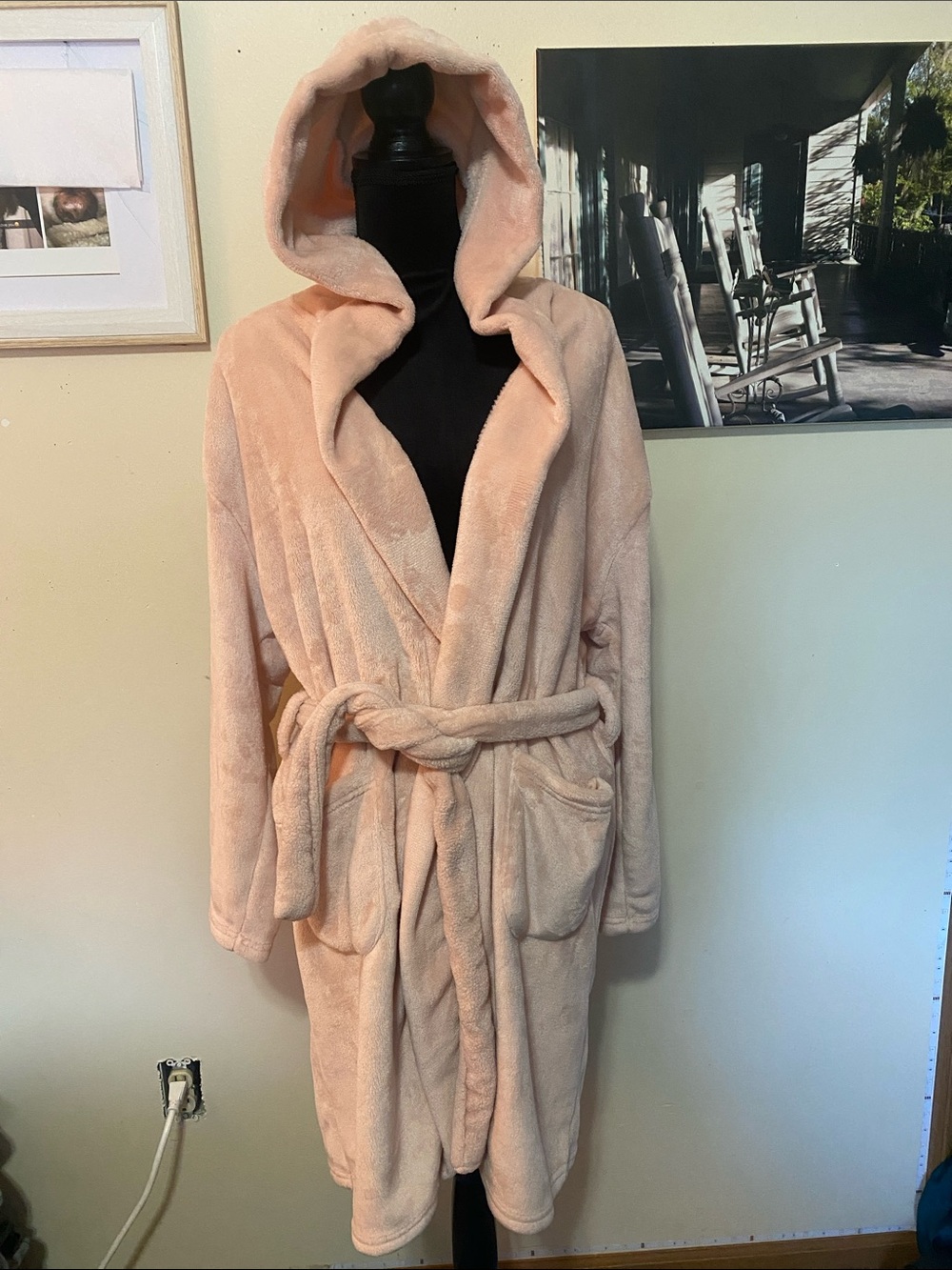 Summer & Rose Hooded Plush Cozy Robe with Pockets Dusty Rose Standard Size